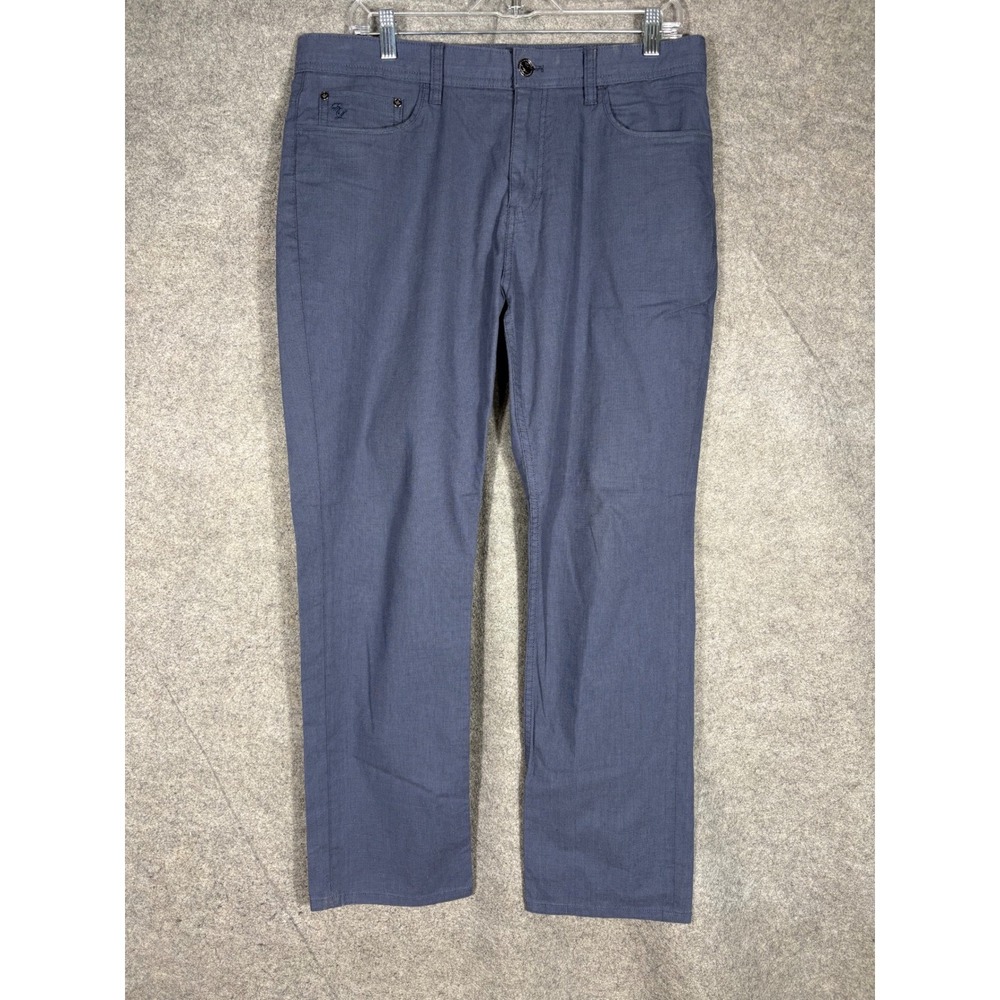 English Laundry Mens 34x30 Blue Grey Textured 5-Pocket Stretch Pants Straight